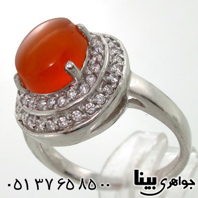 انگشتر عقیق یمنی دایره ای درشت زنانه