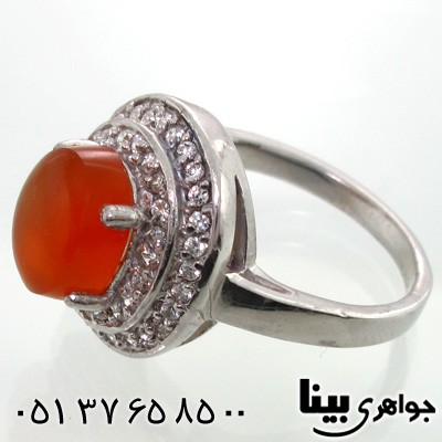 انگشتر عقیق یمنی دایره ای درشت زنانه
