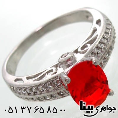 انگشتر ابسیدین قرمز طرح ژرف زنانه