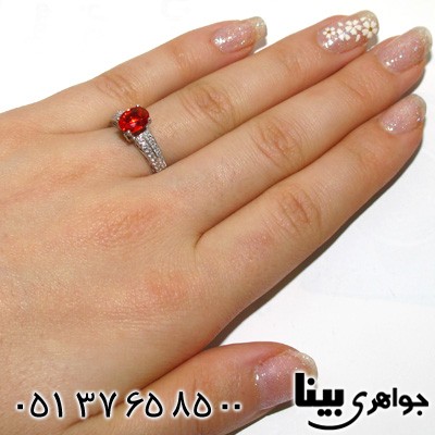 انگشتر ابسیدین قرمز طرح ژرف زنانه