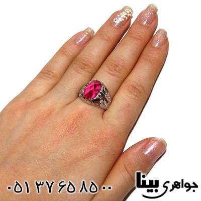 انگشتر ابسیدین قرمز بیضی زنانه درشت