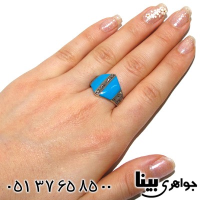انگشتر حدید طرح فیروزه زنانه درشت