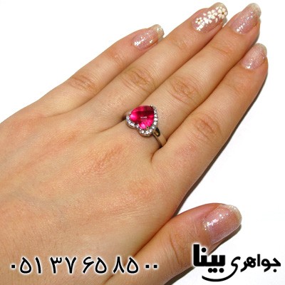 انگشتر ابسیدین قرمز قلبی زنانه