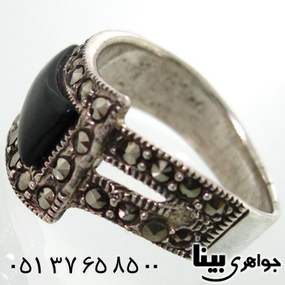 انگشتر حدید و طرح عقیق مدل ذوزنقه زنانه