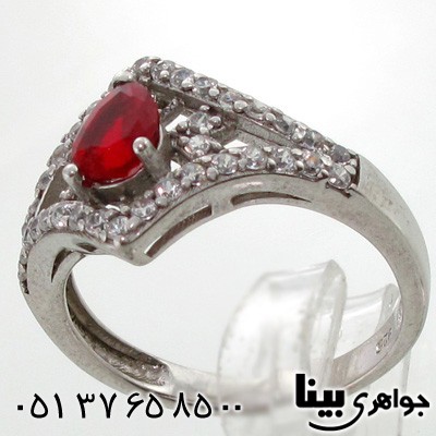 انگشتر ابسیدین قرمز طرح اشکی زنانه