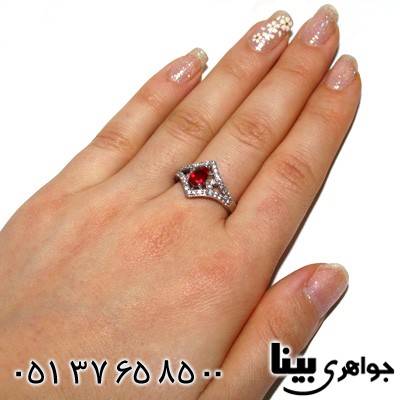 انگشتر ابسیدین قرمز طرح اشکی زنانه