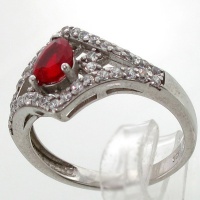 انگشتر ابسیدین قرمز طرح اشکی زنانه