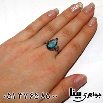 انگشتر ابسیدین طرح اشک زنانه