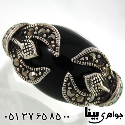 انگشتر حدید و طرح عقیق سیاه زنانه