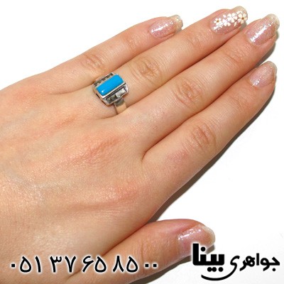 انگشتر حدید طرح فیروزه مستطیلی زنانه