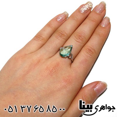 انگشتر ابسیدین آبی اشکی زنانه