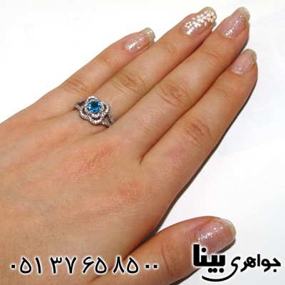 انگشتر ابسیدین آبی شکوفه زنانه
