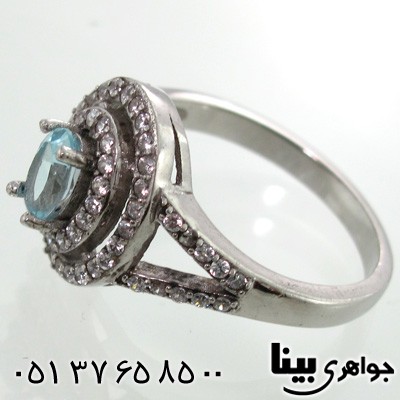 انگشتر ابسیدین آبی روشن بیضی زنانه