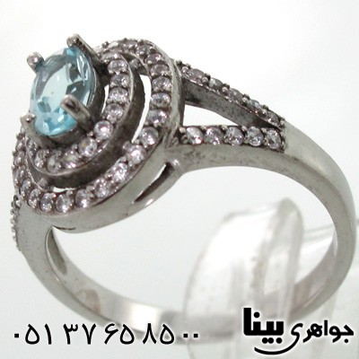 انگشتر ابسیدین آبی روشن بیضی زنانه