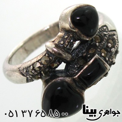 انگشتر حدید و قلب طرح عقیق زنانه