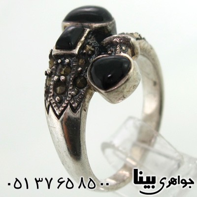 انگشتر حدید و قلب طرح عقیق زنانه