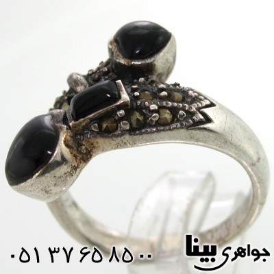 انگشتر حدید و قلب طرح عقیق زنانه