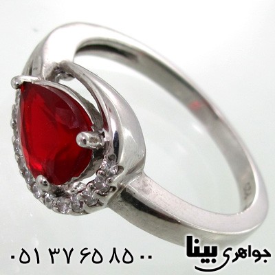 انگشتر ابسیدین قرمز اشکی زنانه