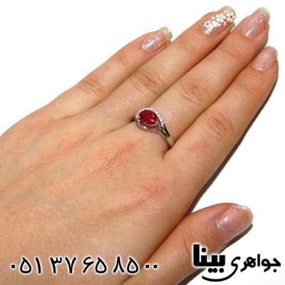 انگشتر ابسیدین قرمز اشکی زنانه