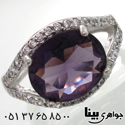 انگشتر ابسیدین بنفش بیضی زنانه درشت