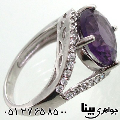 انگشتر ابسیدین بنفش بیضی زنانه درشت