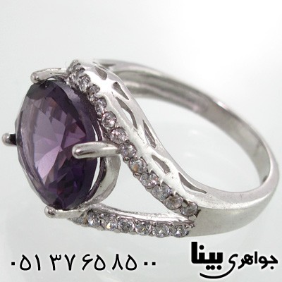 انگشتر ابسیدین بنفش بیضی زنانه درشت