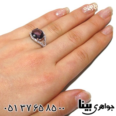 انگشتر ابسیدین بنفش بیضی زنانه درشت