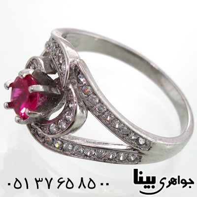 انگشتر ابسیدین صورتی دایره زنانه