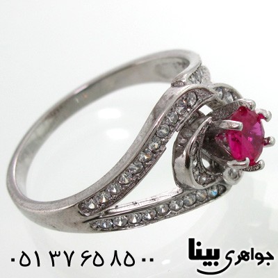 انگشتر ابسیدین صورتی دایره زنانه
