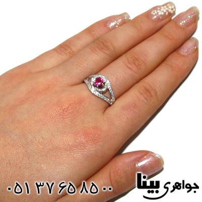 انگشتر ابسیدین صورتی دایره زنانه