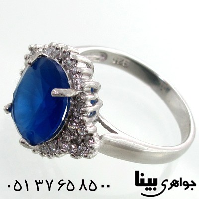انگشتر ابسیدین آبی تیره بیضی زنانه
