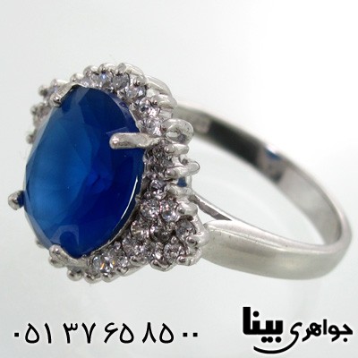 انگشتر ابسیدین آبی تیره بیضی زنانه