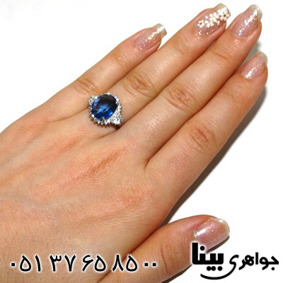 انگشتر ابسیدین آبی تیره بیضی زنانه