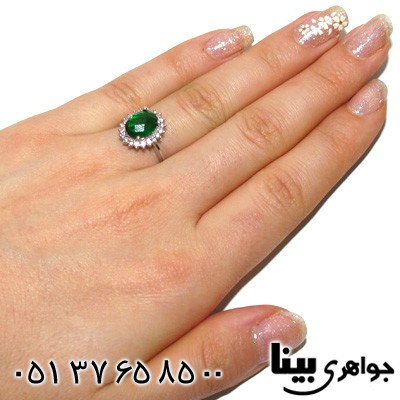 انگشتر ابسیدین سبز بیضی زنانه درشت