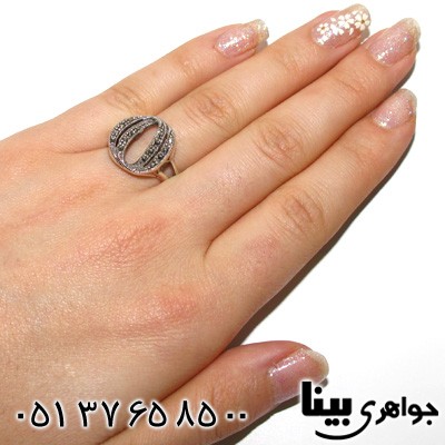 انگشتر حدید طرح دو بیضی زنانه