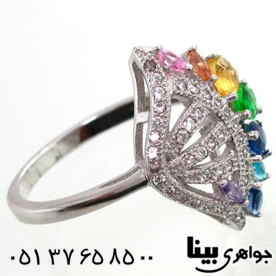انگشتر نقره طرح باد بزن زنانه