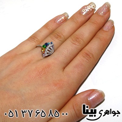 انگشتر نقره طرح باد بزن زنانه