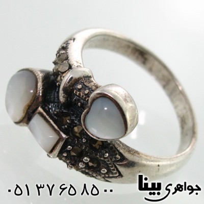 انگشتر حدید و صدف طرح قلب زنانه
