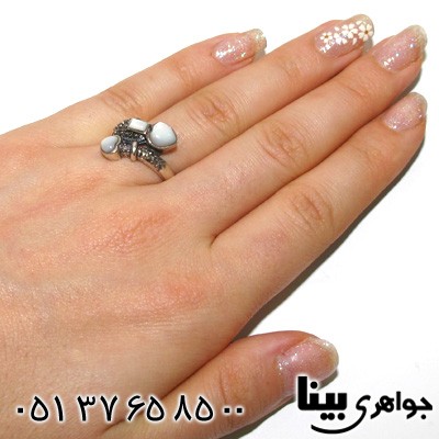 انگشتر حدید و صدف طرح قلب زنانه