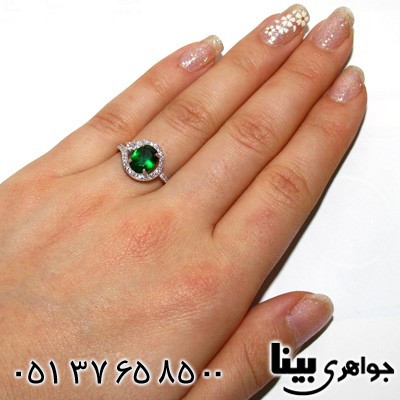 انگشتر ابسیدین سبز درشت بیضی زنانه