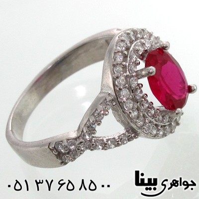 انگشتر ابسیدین صورتی بیضی زنانه