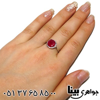 انگشتر ابسیدین قرمز دایره ای درشت زنانه