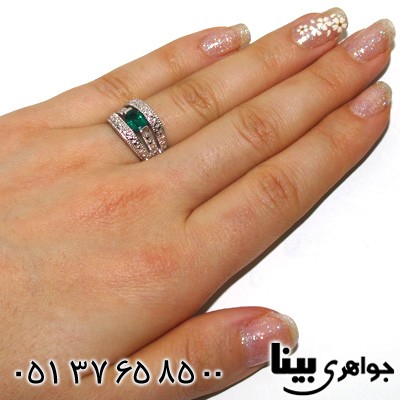 انگشتر ابسیدین سبز بیضی طرح مهسا