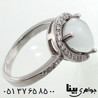 انگشتر سنگ ماه (مون استون) سفید طرح اشکی زنانه