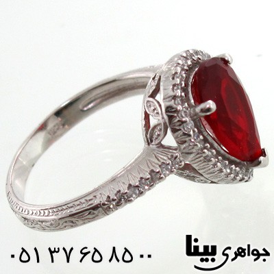 انگشتر ابسیدین قرمز طرح قلب زنانه