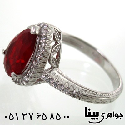 انگشتر ابسیدین قرمز طرح قلب زنانه