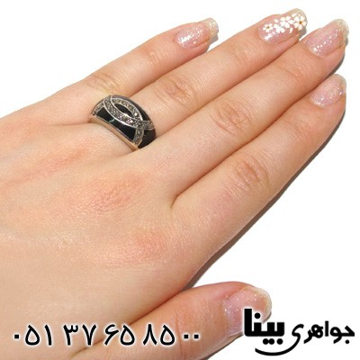 انگشتر حدید طرح دو نیم دایره زنانه درشت