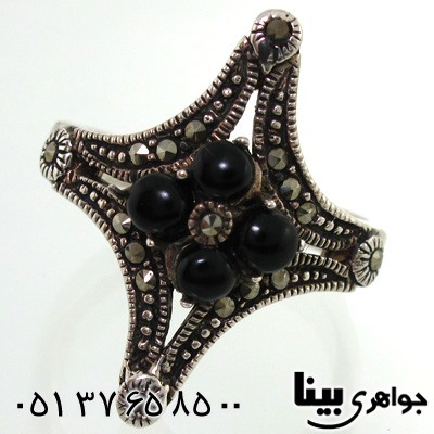 انگشتر حدید و طرح عقیق مدل ستاره زنانه درشت