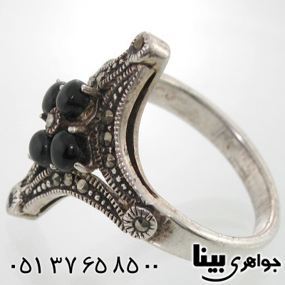 انگشتر حدید و طرح عقیق مدل ستاره زنانه درشت