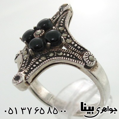 انگشتر حدید و طرح عقیق مدل ستاره زنانه درشت